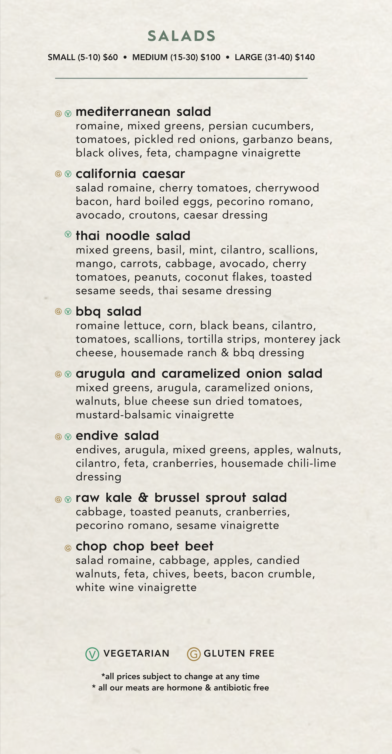 a tableful of catering items. contact the restaurant for catering